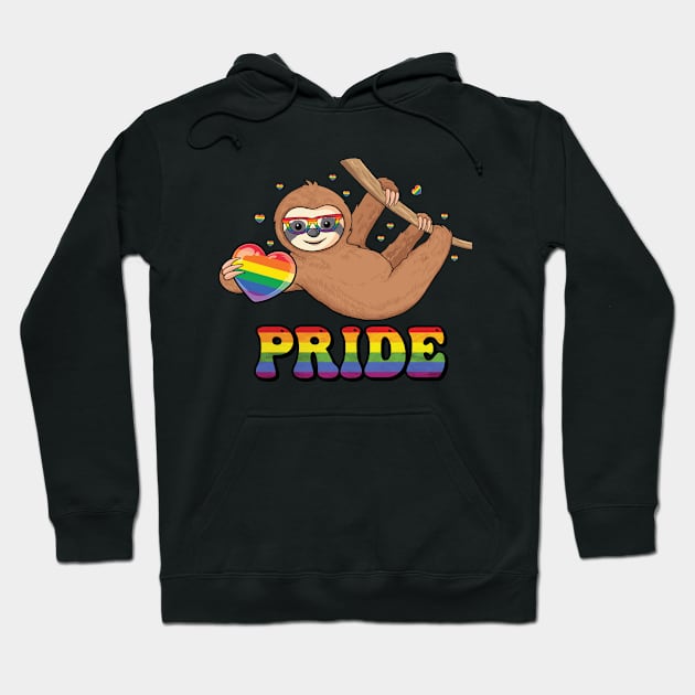 Peace love pride LGBT flag Rainbow Gay Pride LGBT sloth Hoodie by UNXart